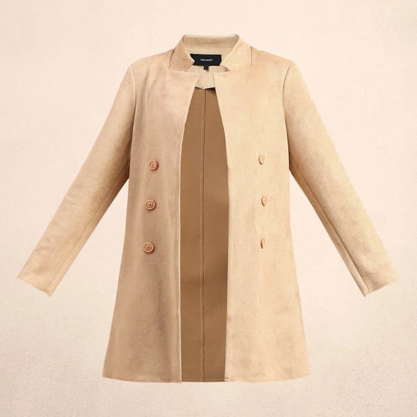 Vero Moda Beige Faux Long Suede Coat, ₹5,499