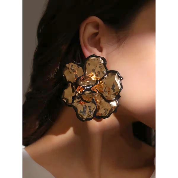 Sohi Women The Gold Dented-Primrose Big Stud Earrings, ₹1,378