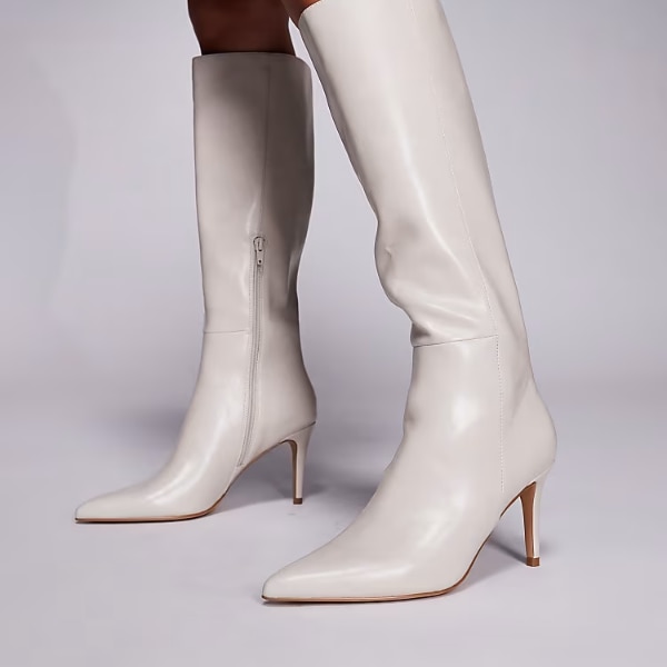 Asos Forever New Fitted Knee Boots in Stone, ₹5,751 approx. 