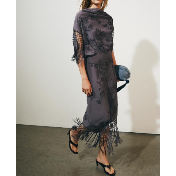 Zara ZW Collection Embroidered Fringe Dress, ₹8,550