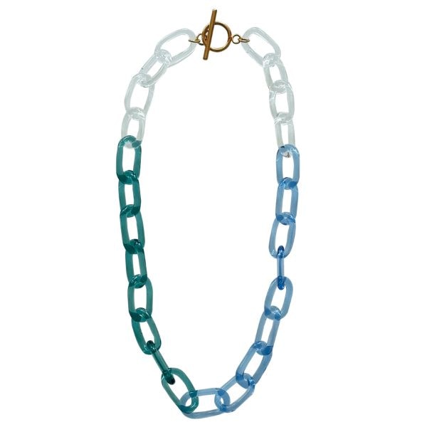 Jukju Glass Blue and Teal Glass Chain Necklace, ₹17,200