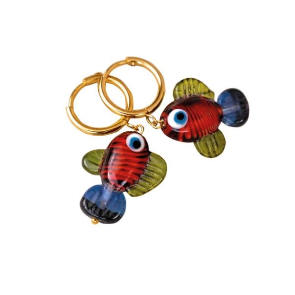 Quirky Jewellery Tropical Glass Fish Charm Earrings, ₹900