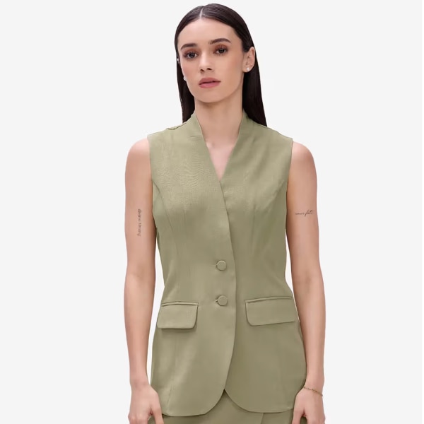 Strong and Brave Olive Seamless Longline Waistcoat, ₹1,470