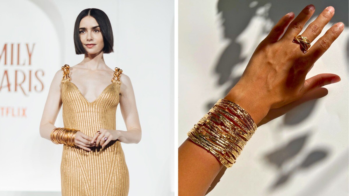 Cop Lily Collins’ look with these statement gold cuffs Cop Lily Collins’ look with these statement gold cuffs