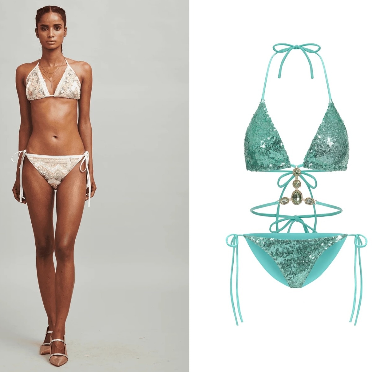 Sequinned bikinis are the only drama we’re allowing this summer