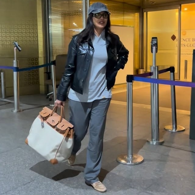 Leather, layers, and that strut—Priyanka Chopra proves airport style is all about attitude