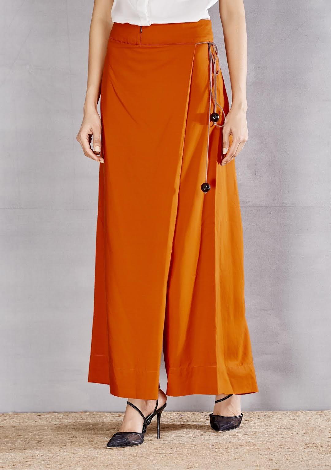 14) Payal Khandwala, Burnt Orange Wrap Palazzo,
