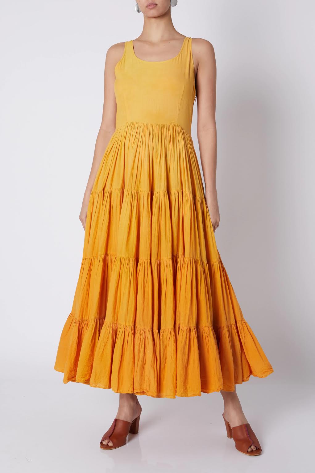 10) Ka-Sha, Orange Tiered Maxi Dress, ₹19,350