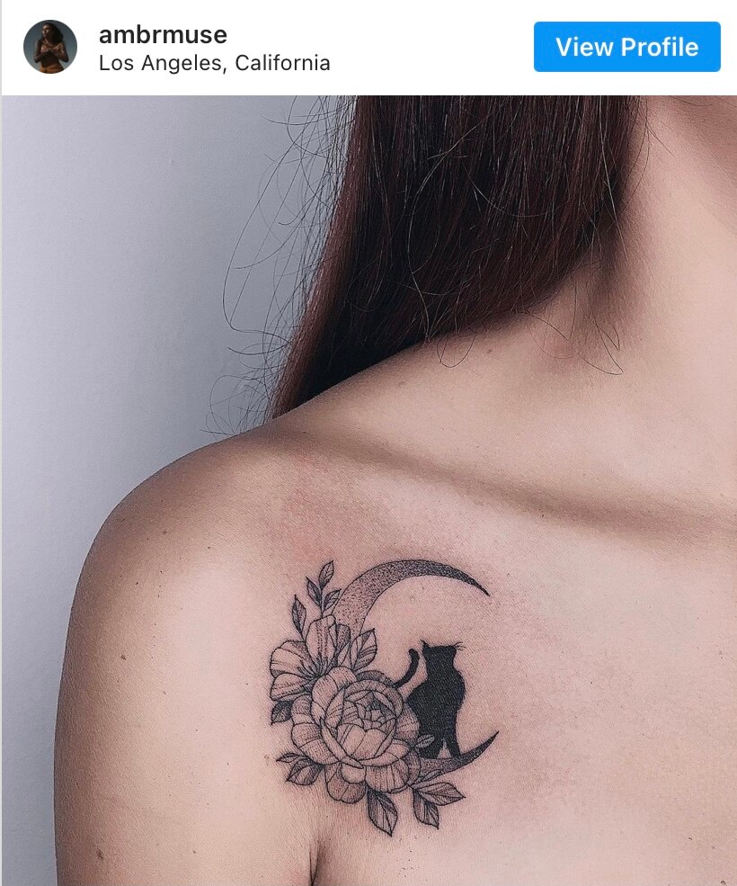 This Floral Cat and Moon