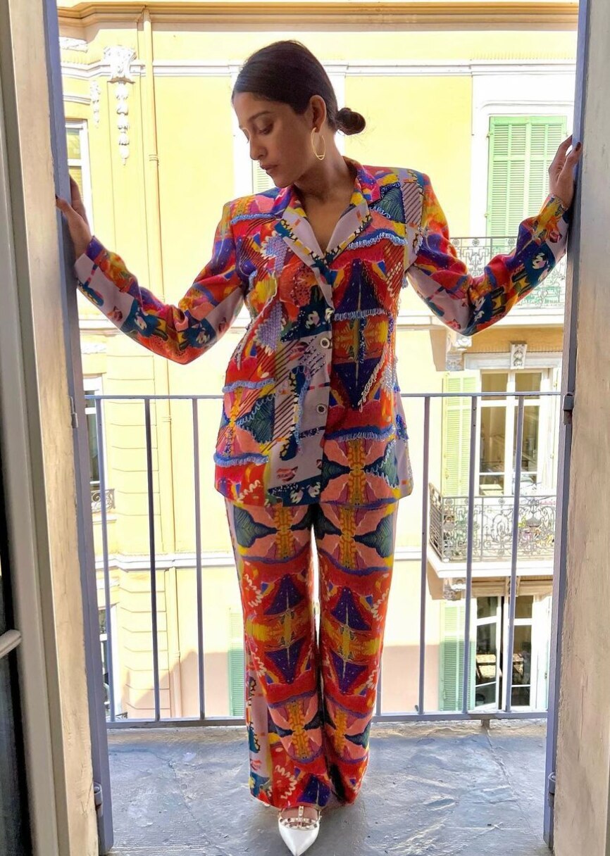 Regina Cassandra in a printed Valantino co-ord set