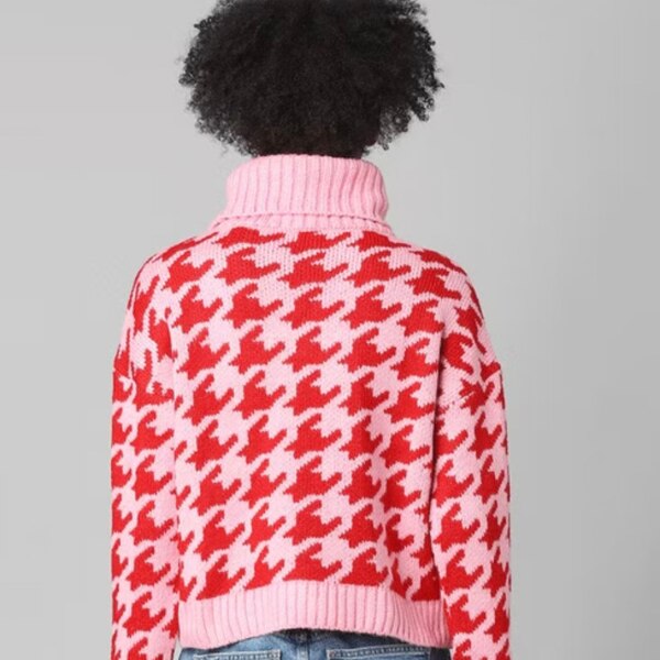 ONLY pink jacquard knit pullover, ₹3,009.