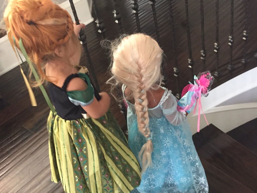 North West and Penelope as Elsa and Anna