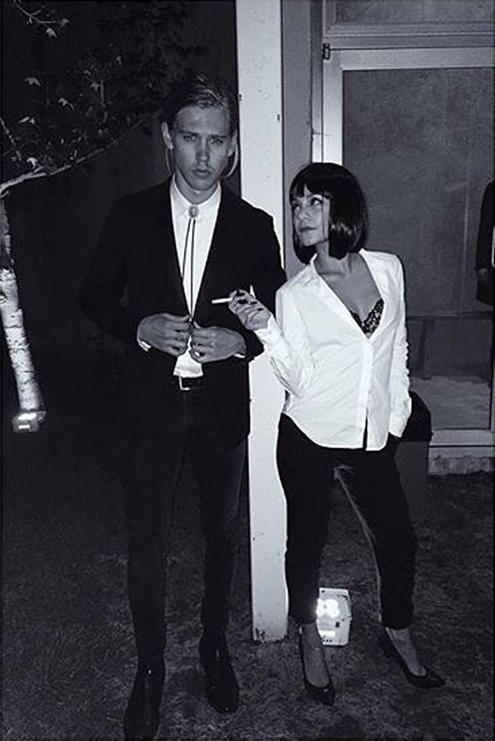 Austin Butler and Vanessa Hudgens as Vincent Vega and Mia Wallace