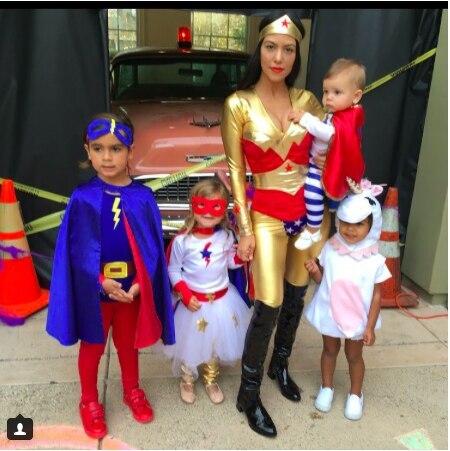 Kourtney Kardashian as Wonder Woman, her kids as superheroes, North West as a unicorn