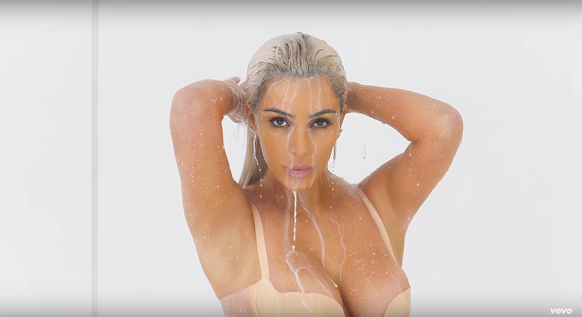 Yes, Kim is showering in milk.