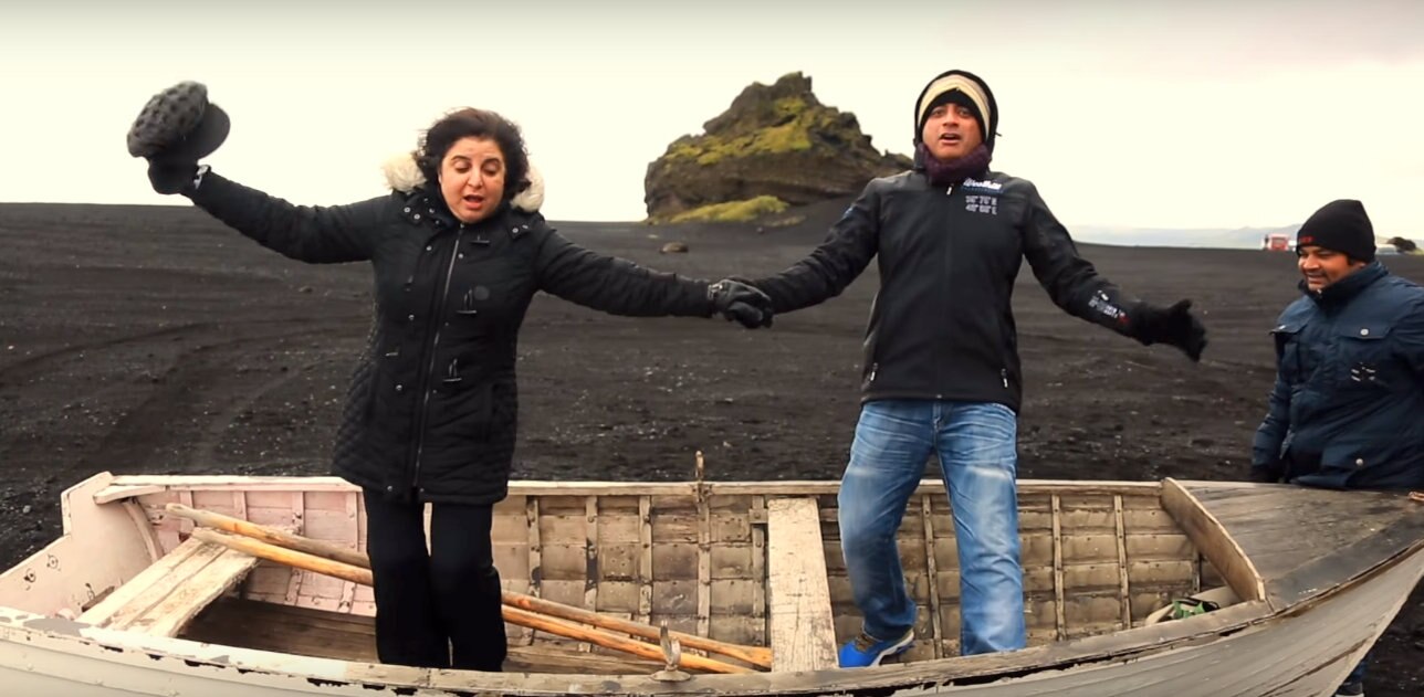 Farah and Shirish Kunder explaining a scene to the lead actors on that beautiful location in Diwaale