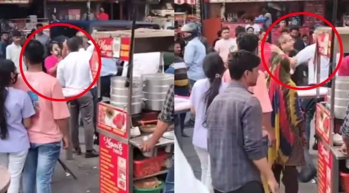 बीवी ने बीच बाजार बाउंसर को चप्पलों चप्पलों पीटा, वीडियो वायरल नोएडा के सेक्टर 18 में महिला ने एक बाउंसर की चप्पलों से पिटाई कर दी