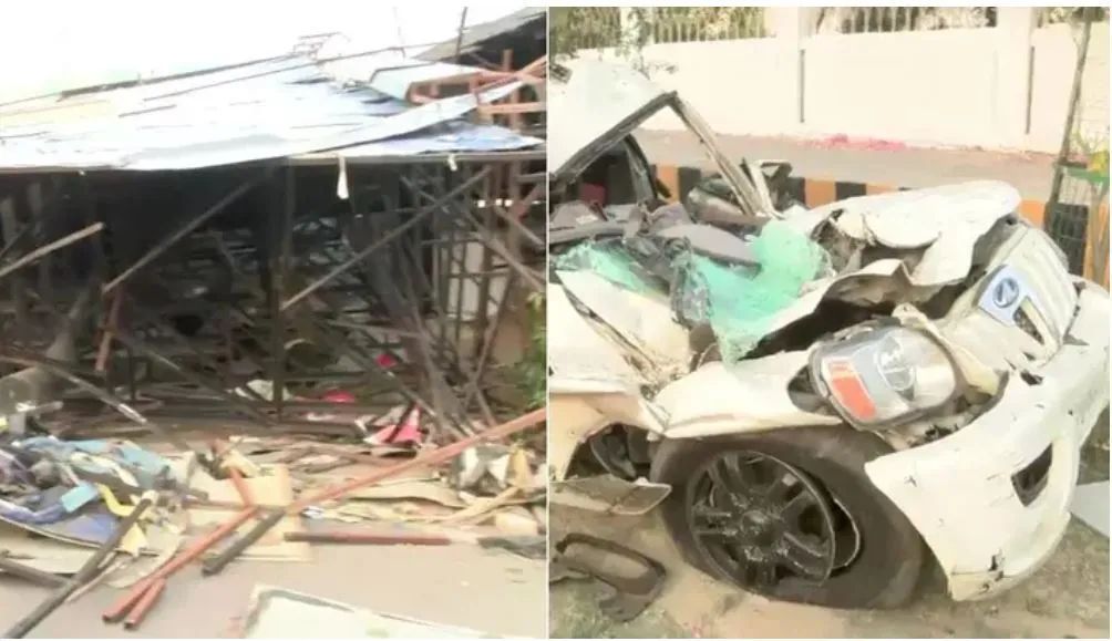 लखनऊ के इकाना स्टेडियम के पास बड़ा हादसा, आंधी में गिरी होर्डिंग कुचल गई कार, मां बेटी की गई जान लखनऊ के इकाना स्टेडियम के पास बड़ा हादसा, आंधी में गिरी होर्डिंग कुचल गई कार, मां बेटी की गई जान