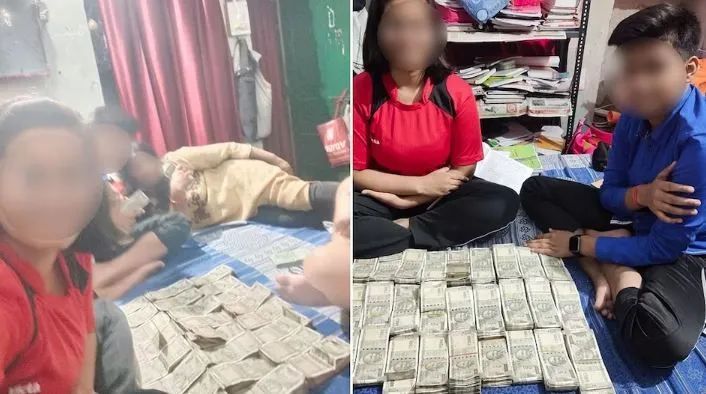 बच्चों ने बिस्तर पर नोट बिछाकर सेल्फी ले ली, थानेदार पापा लाइन हाजिर हो गए, जवाब तो और भी ज़्यादा चौंकानेंवाला नोटों के बंडल के साथ बच्चों की सेल्फी ने किया बड़ा बवाल