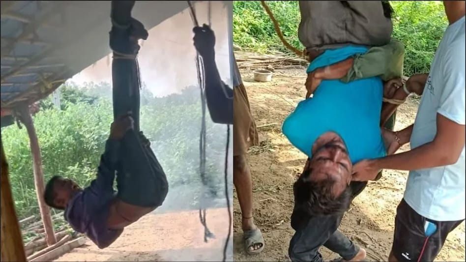 बकरी चोरी के शक में दलित युवक और उसके दोस्त को उल्टा लटकाया, नीचे जला दी आग बकरी चोरी के शक में दलित युवक और उसके दोस्त को उल्टा लटकाया, नीचे जला दी आग