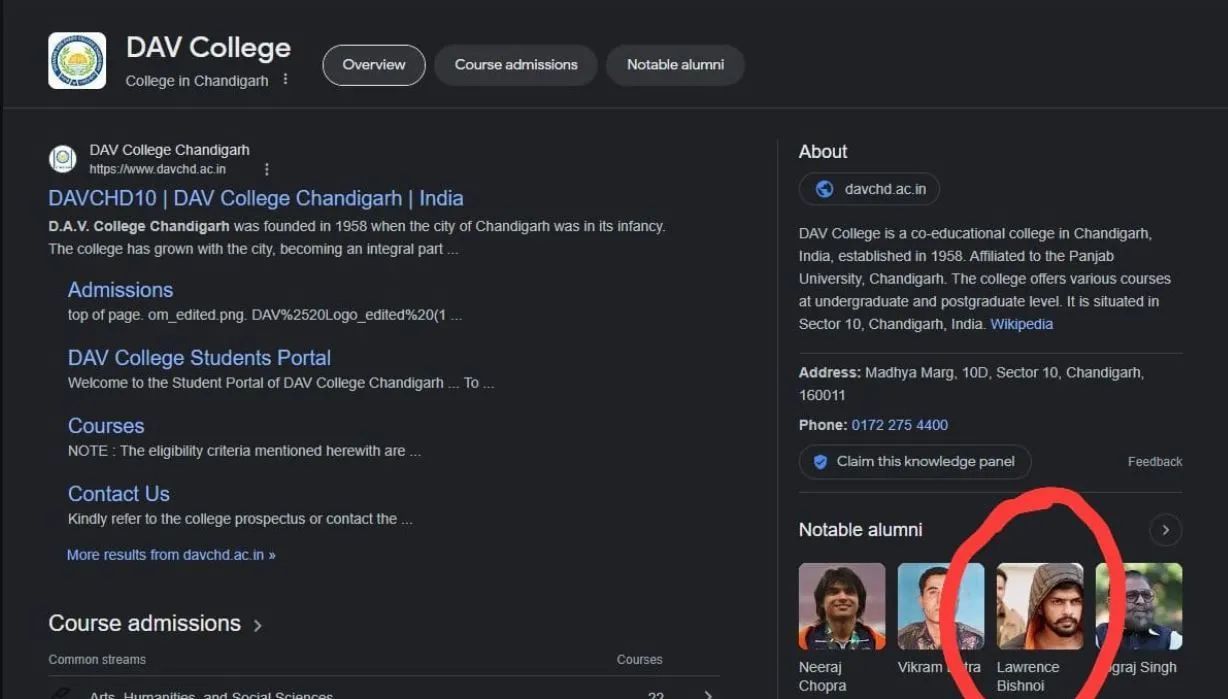 कॉलेज की एलुमनी स्टूडेंट्स की लिस्ट में गैंगस्टर लॉरेंस बिश्वनोई का नाम, कॉलेज प्रशासन में मचा हड़कंप कॉलेज की एलुमनी स्टूडेंट्स की लिस्ट में गैंगस्टर लॉरेंस बिश्वनोई का नाम, कॉलेज प्रशासन में मचा हड़क...