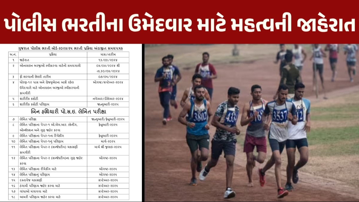 Police Recruitment: ખાખીના ઉમેદવારો તૈયારી શરૂ કરી દો, પોલીસ ભરતીની પરીક્ષાની તારીખ જાહેર! ઉમેદવારોની ફિઝિકલ અને લેખિત પરીક્ષા ક્યારે?