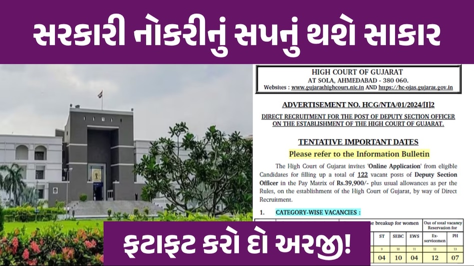 Gujarat high court માં બમ્પર ભરતી, ધો. 10 થી ગ્રેજ્યુએટ પાસ ઉમેદવારો માટે મોટી તક, જાણો સંપૂર્ણ માહિતી ગુજરાત હાઇકોર્ટ પોસ્ટની વિગતે માહિતી
