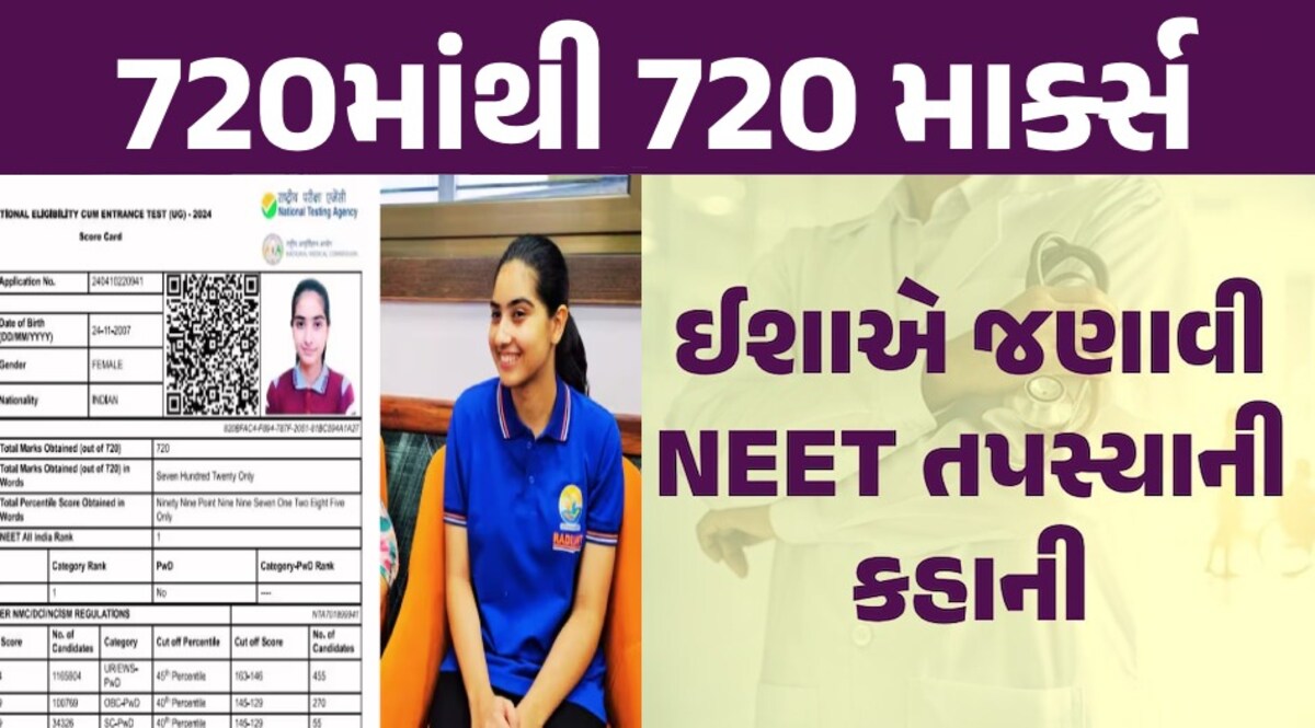 NEET 2024 Topper Marksheet: NEET નો 'તાજ' ઈશાને હાથ, નેશનલ ટોપરે જણાવ્યું સફળતાનું સિક્રેટ NEET UG 2024 Topper