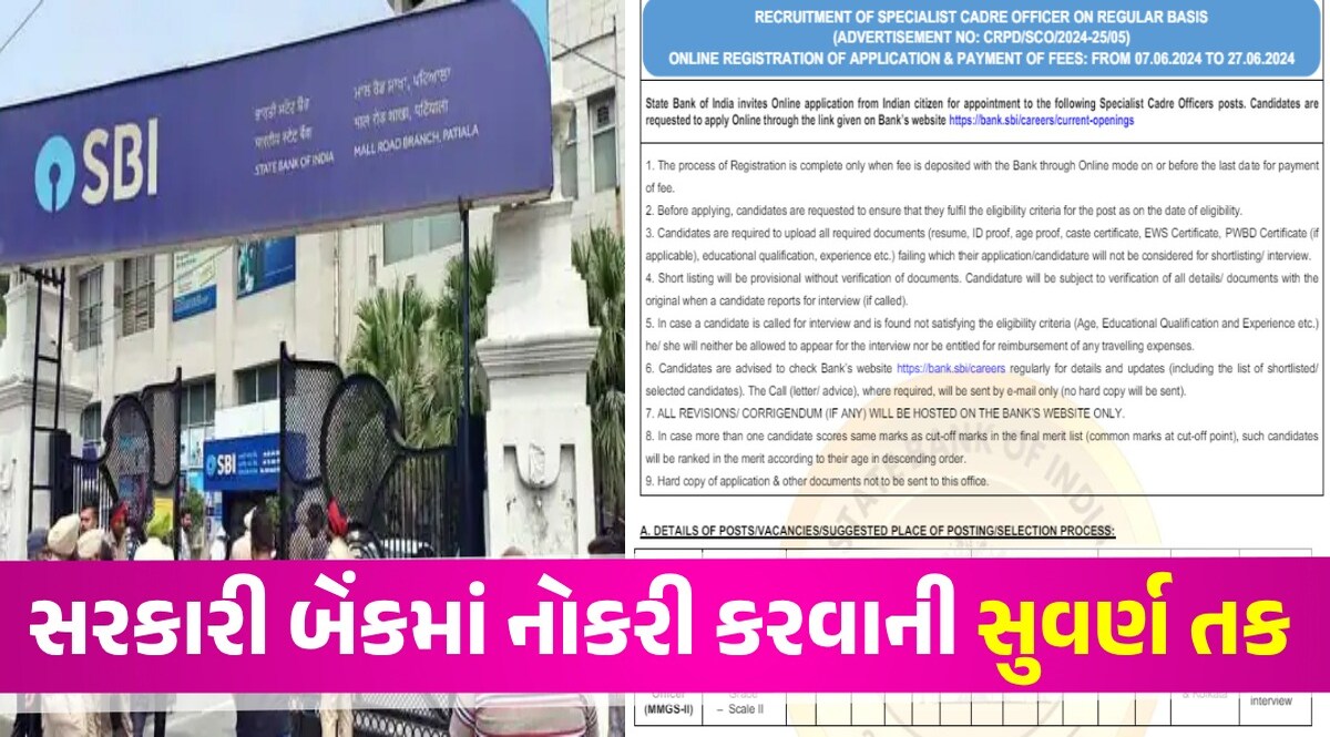 SBI Recruitment: સ્ટેટ બેંક ઓફ ઈન્ડિયામાં ભરતી, પરીક્ષા વગર જ થશે પસંદગી SBI Recruitment