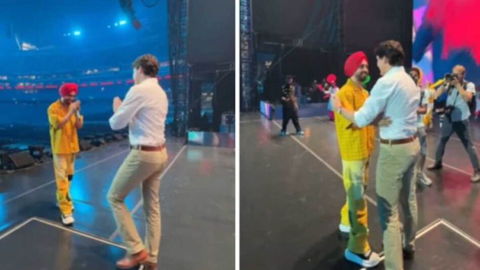 સ્ટેજ પર દિલજીત દોસાંઝ અને પાછળથી અચાનક પહોંચ્યા પ્રધાનમંત્રી ટ્રૂડો, જુઓ વાયરલ વીડિયો કેનેડામાં દિલજીત દોસાંઝ