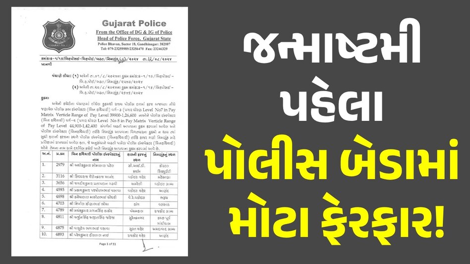 Big News: પોલીસ બેડામાં મોટા ફેરબદલ, ગુજરાતના 234 PIની સાગમટે બદલી Gandhinagar News