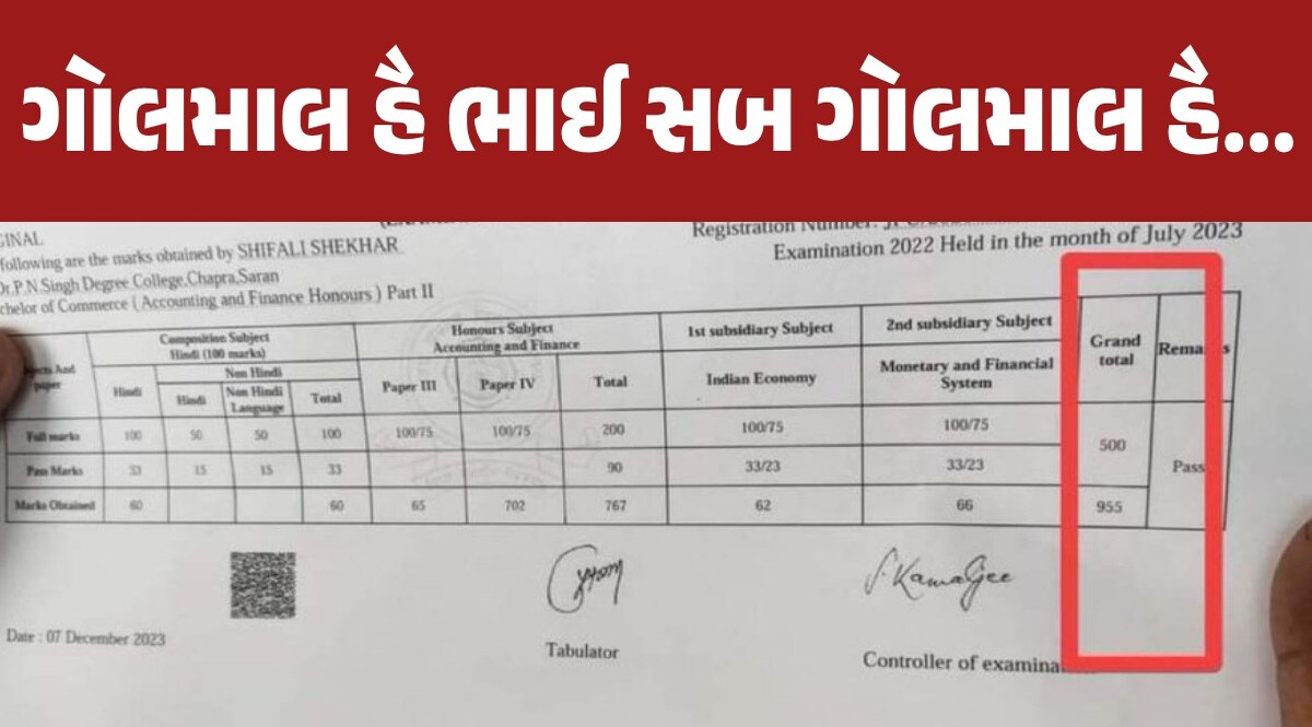 500 માર્ક્સની પરીક્ષામાં વિદ્યાર્થીને આપી દીધા 955 માર્ક્સ, જાણીતી યુનિવર્સિટીમાં 'મોટો ખેલ' ગોલમાલ હૈ ભાઈ સબ ગોલમાલ હૈ..