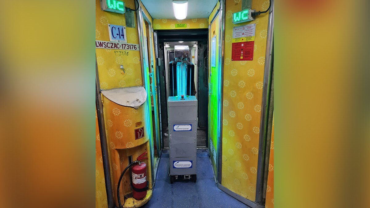 Indian Railways UVC Technology to  Sanities Coaches