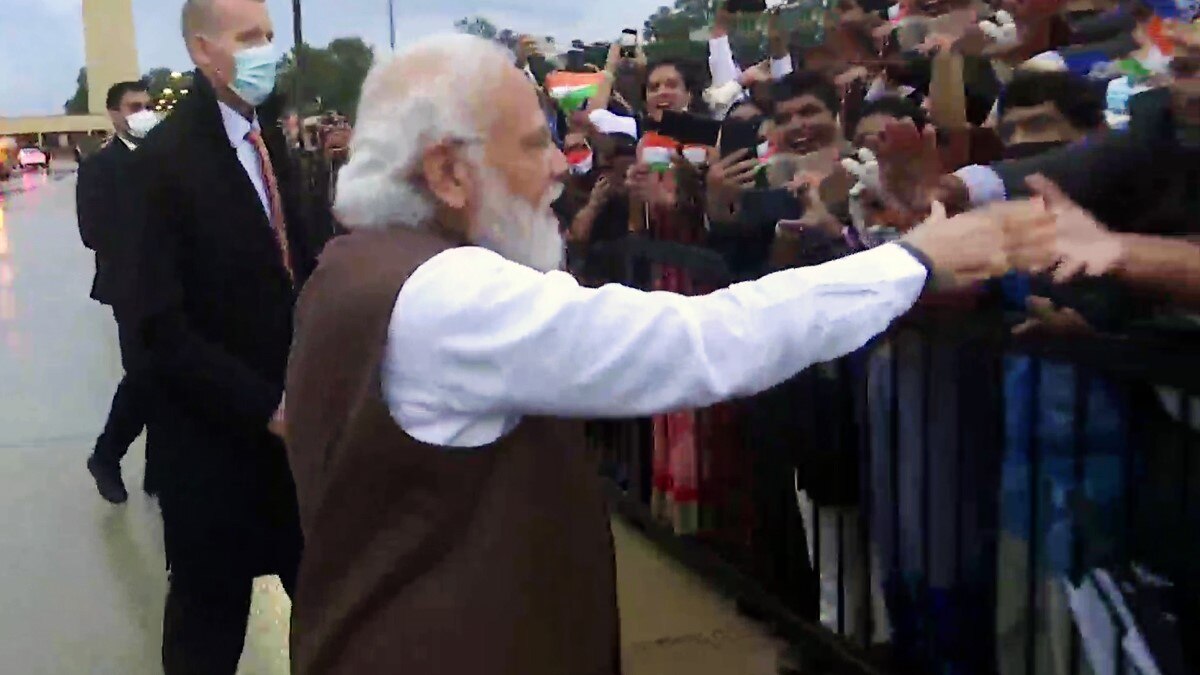 अमेरिका पहुंचने पर पीएम मोदी का जोरदार स्वागत 