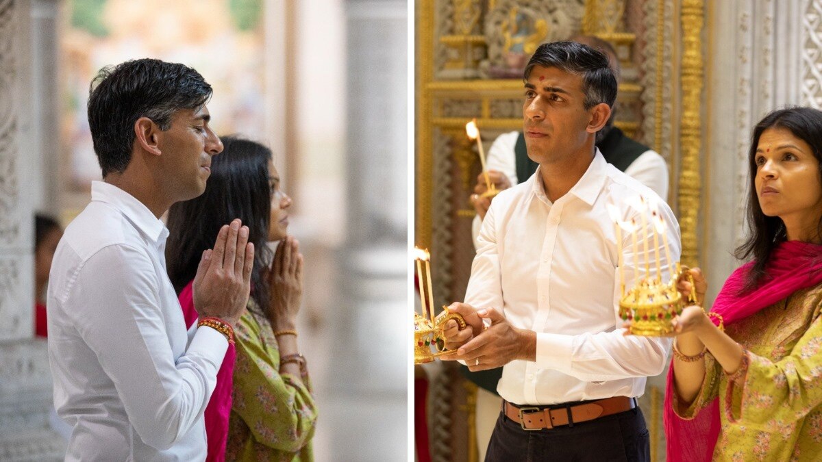 अक्षरधाम मंदिर में पत्नी के साथ पीएम ऋषि सुनक