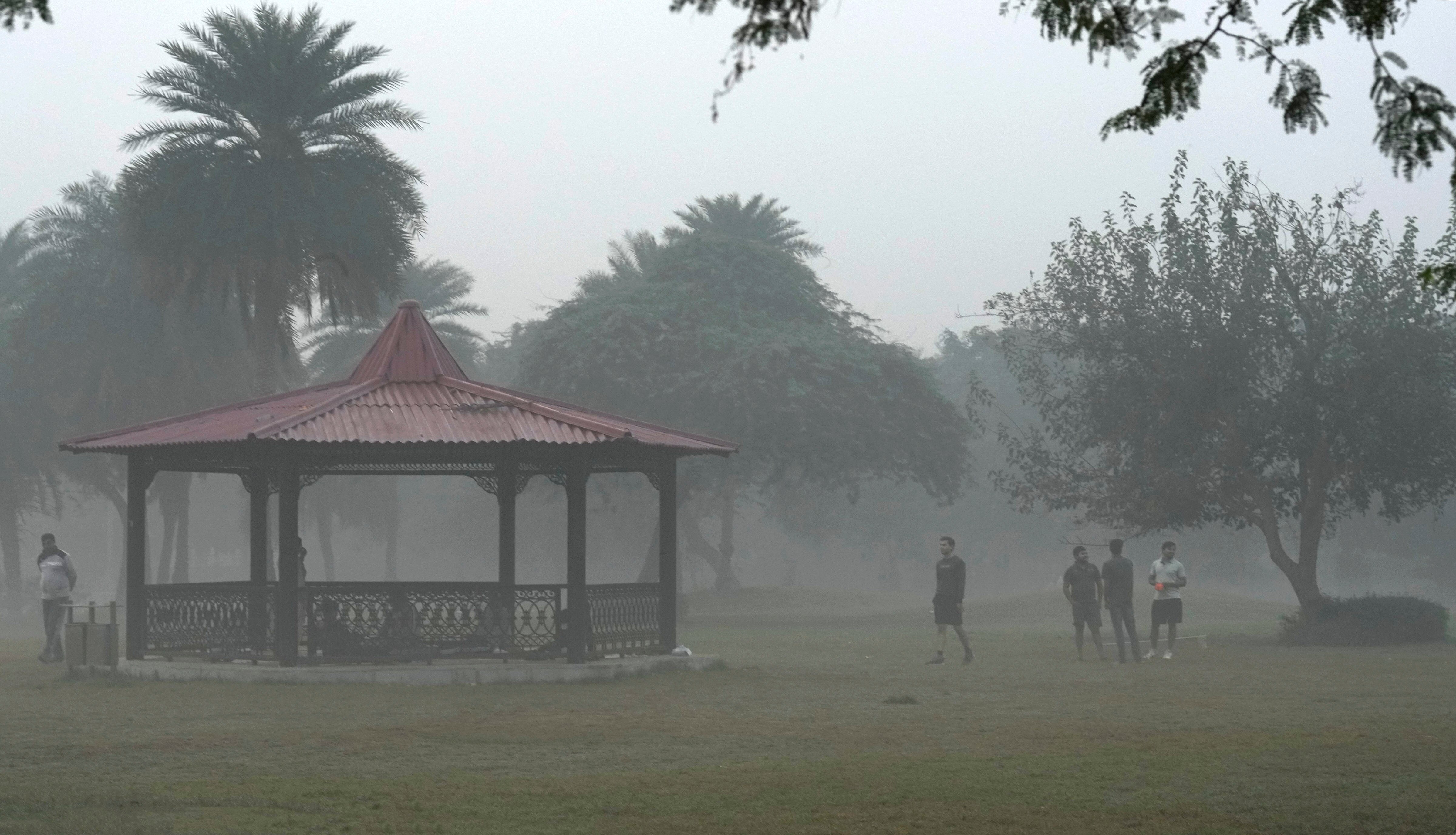 दिल्ली में पार्क में टहलते लोग