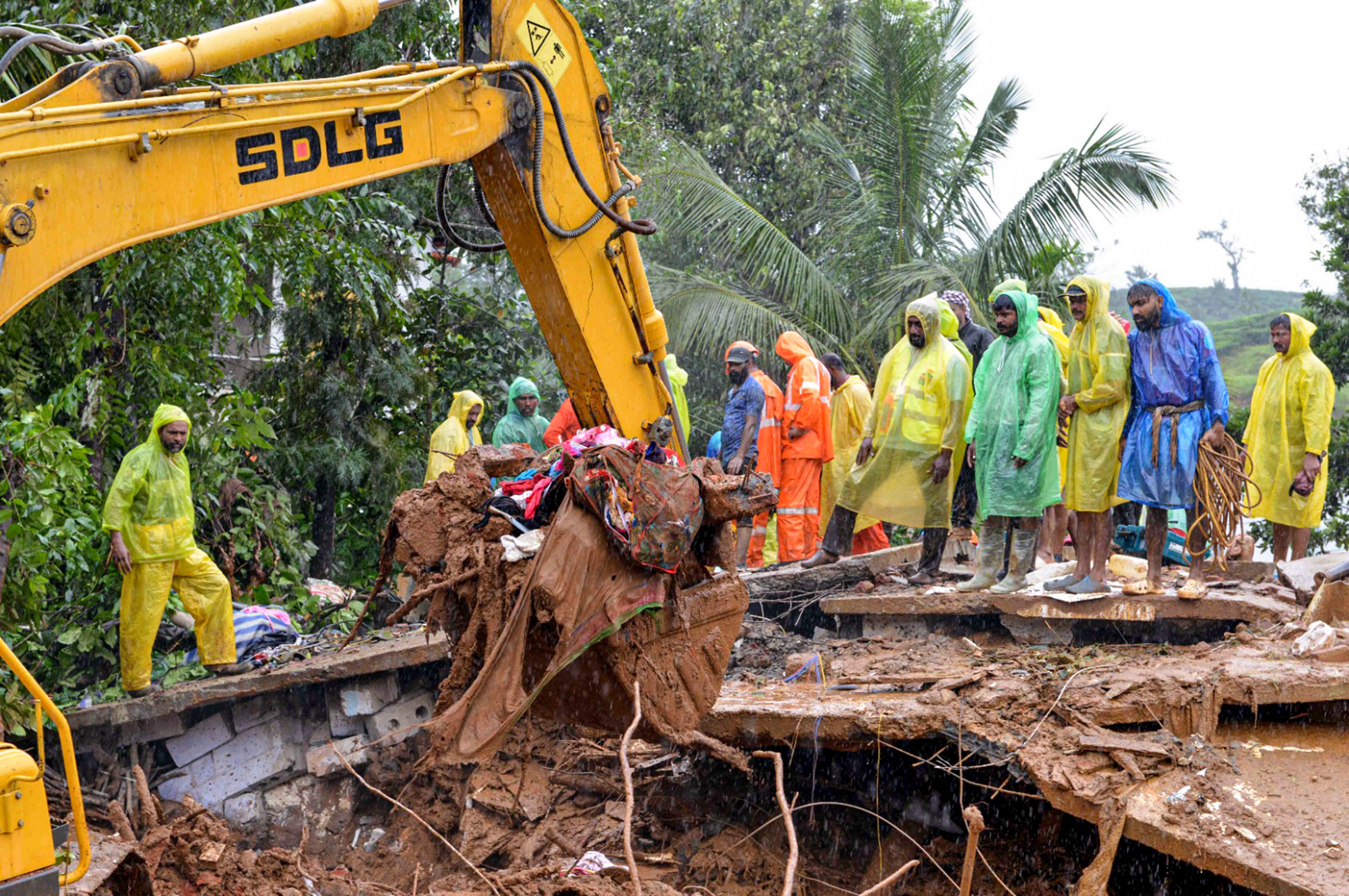 Search and rescue work underway in Wayanad (PTI Photo) Search and rescue work underway in Wayanad (PTI Photo)