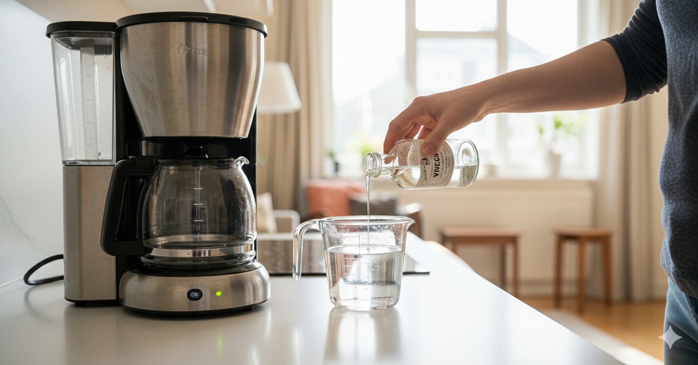 कॉफी मेकर को सिरका डाल कर चमकाएं