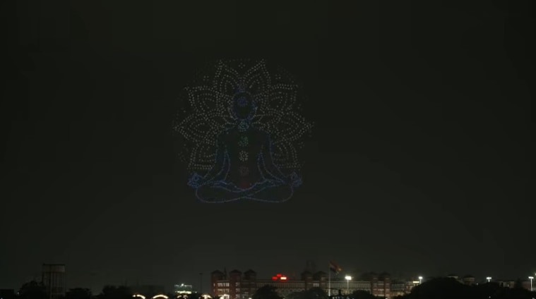 योग दिवस समारोह की सबसे चर्चित झलक बना ड्रोन शो