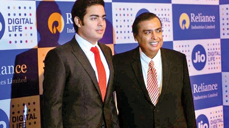Akash Ambani with father Mukesh Ambani
