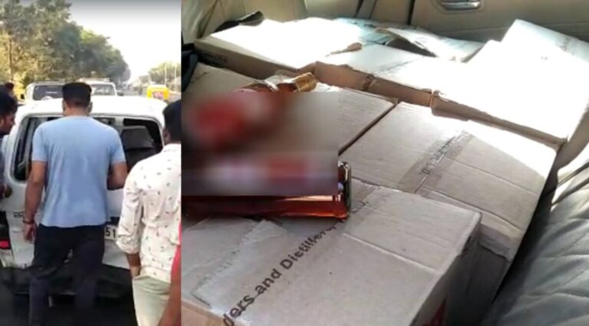 બુટલેગરની ગાડીનો અકસ્માત થતા દારૂની હેરાફેરીનો ભાંડો ફૂટ્યો, ગાડીમાંથી મળી મોટી સંખ્યામાં બોટલો… gujarattak