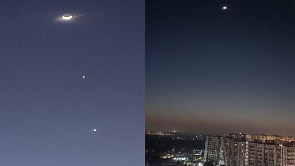 GUJARAT માં અદ્ભુત અવકાશીય નજારો, ચંદ્ર ગુરૂ અને શુક્ર એક લાઇનમાં નરી આંખે દેખાયા gujarattak