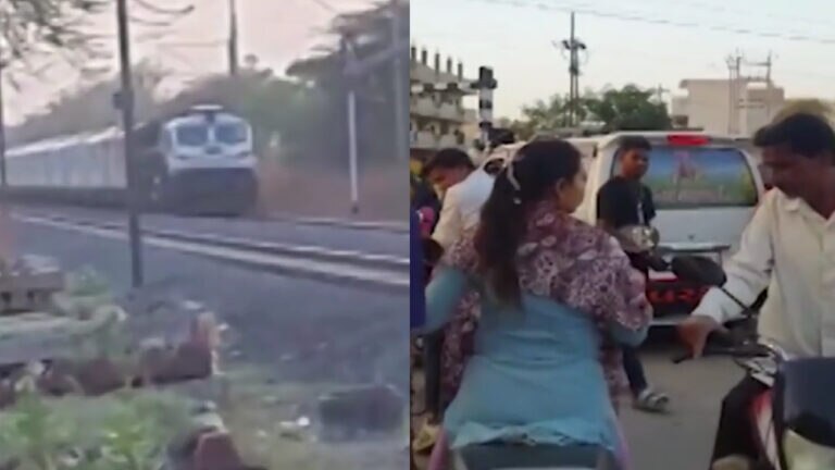 ગોધરાઃ ટ્રેન આવી ગઈ પણ ફાટક બંધ ના થયો, વાહનો અટવાઈ ગયા, પછી જુઓ શું થયું- Video gujarattak