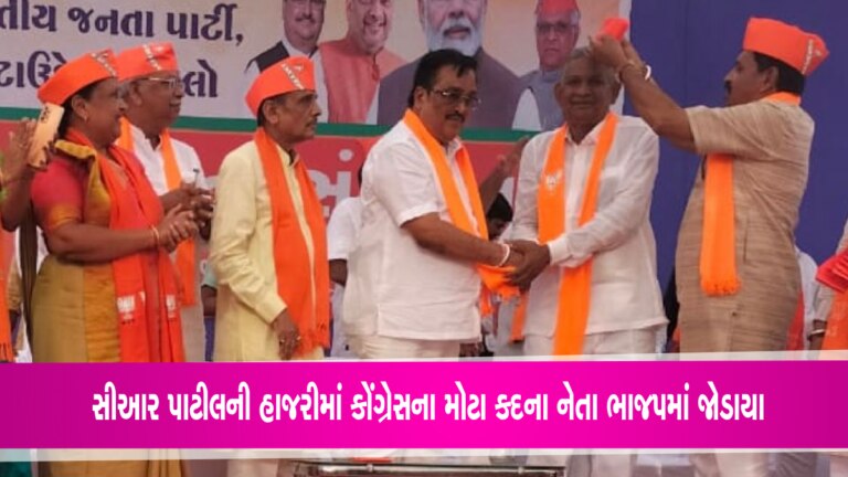 કોંગ્રેસના દિગ્ગજ નેતા ધીરુભાઈ ભીલે સીઆર પાટીલની હાજરીમાં ભાજપમાં લીધી એન્ટ્રી Congress to BJP, BJP to Congress, election 2024, C R patil, BJP Gujarat, Gujarat Congress, Dhirubhai Bhil