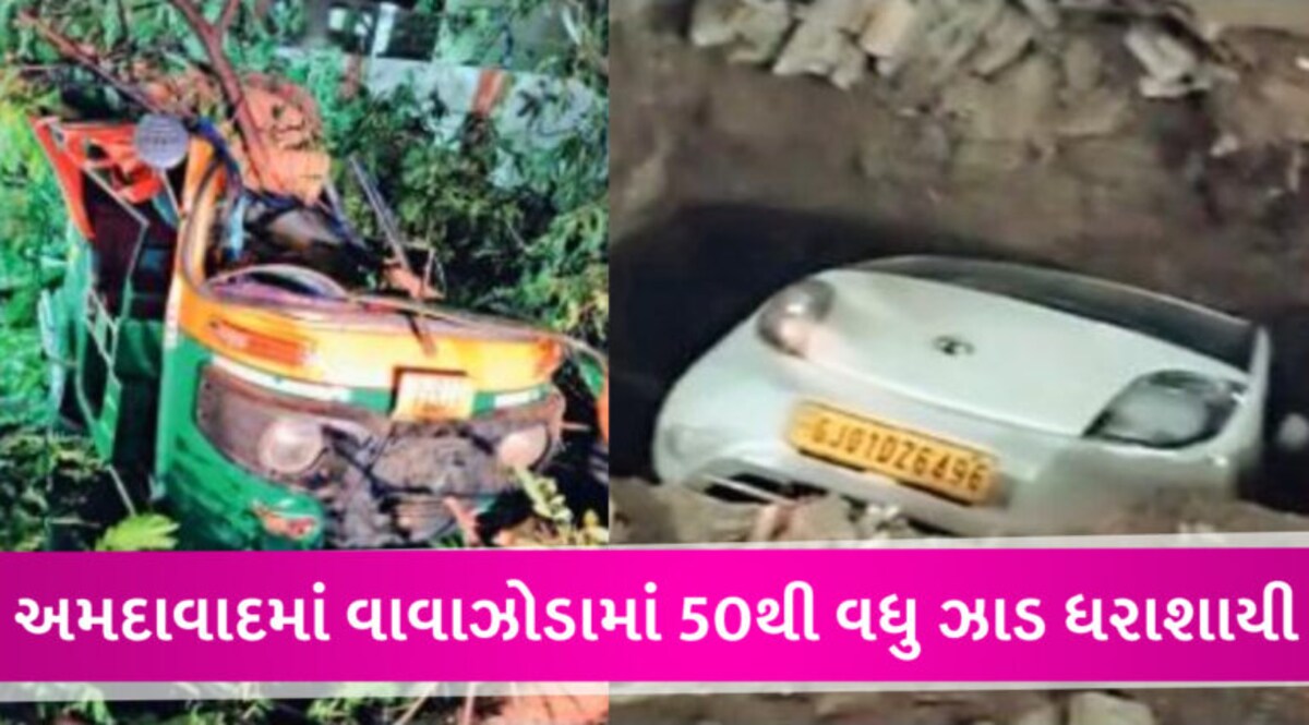 30 મિનિટના વરસાદે AMCની પોલ ખોલી, ભુવામાં આખી કાર ગરકાવ, સરસપુરમાં ઝાડ પડતા એકનું મોત gujarattak