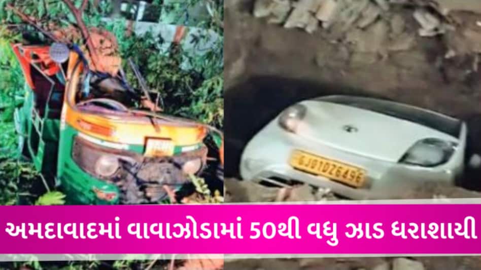 30 મિનિટના વરસાદે AMCની પોલ ખોલી, ભુવામાં આખી કાર ગરકાવ, સરસપુરમાં ઝાડ પડતા એકનું મોત gujarattak