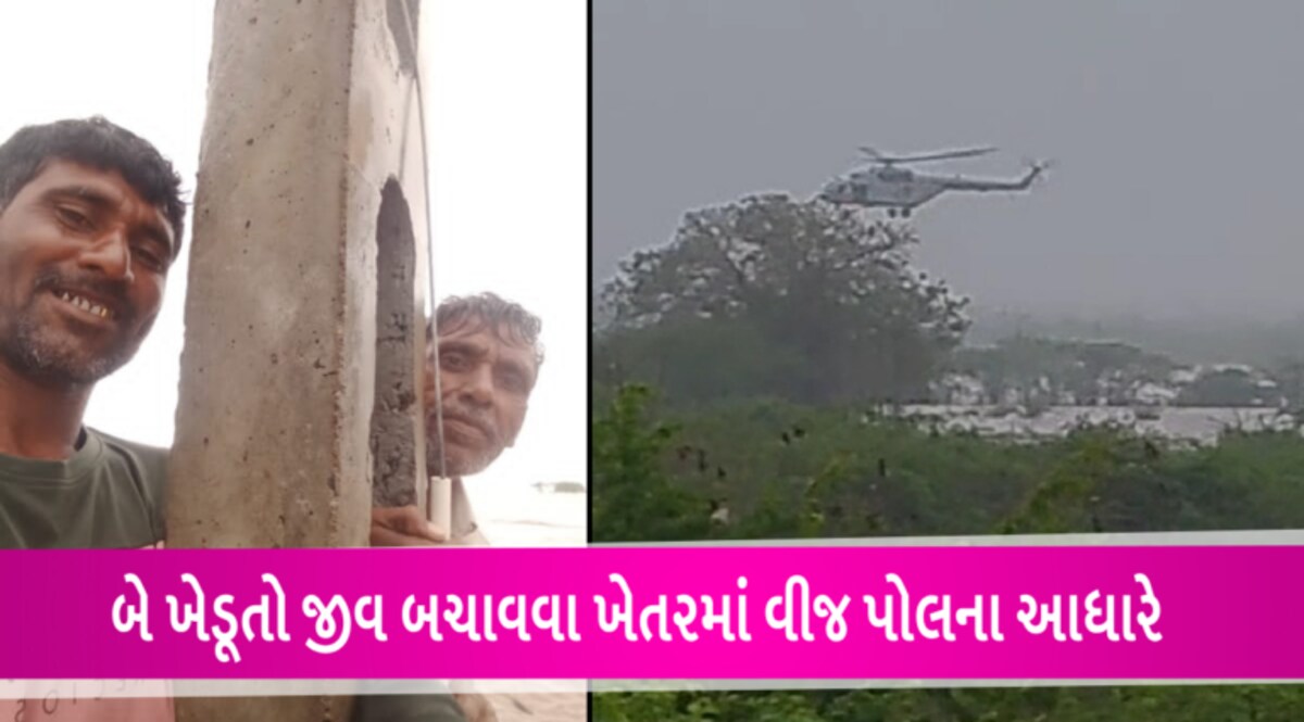 8 કલાકથી વીજ પોલ પર લટકી રહ્યા હતાઃ જૂનાગઢમાં કરાયું બે ખેડૂતોનું દિલધડક રેસ્ક્યૂ- Video gujarattak