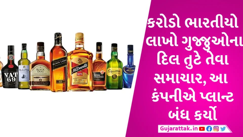 UP માં રોયલ ચેલેન્જ, મેકડોવેલ્સ, સિગ્નેચર, જોની વોકર, બ્લેક ડોગ જેવી બ્રાંડનો પ્લાન્ટ થયો બંધ United Spirit Private Limited