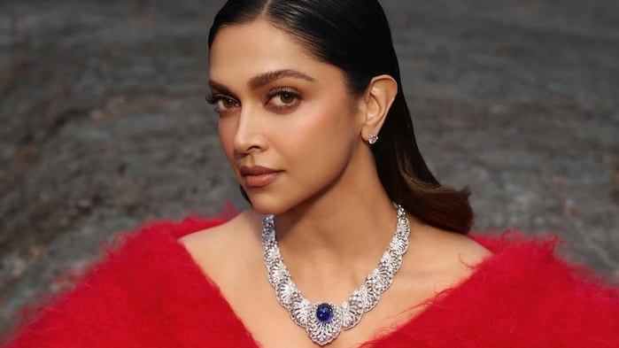 Deepika Padukone is regal in red and a 58-carat Cartier sapphire necklace