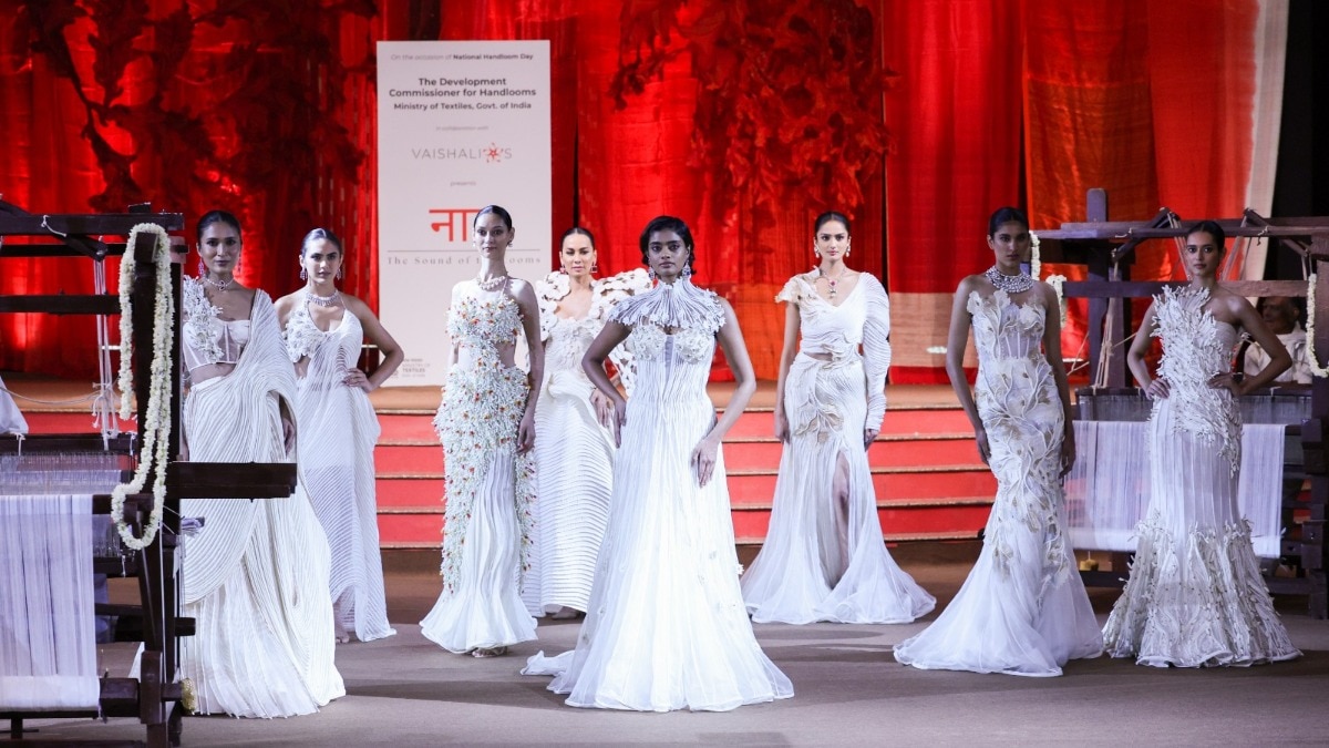 Indian handloom remains the focal point of this designer's couture collection
